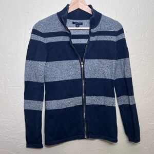 TOMMY HILFIGER BLUE AND GREY STRIPED SWEATER SIZE XS